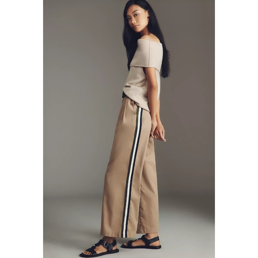 Anthropologie Maeve Pleated Trouser Track Pants 10 - Picture 3 of 4